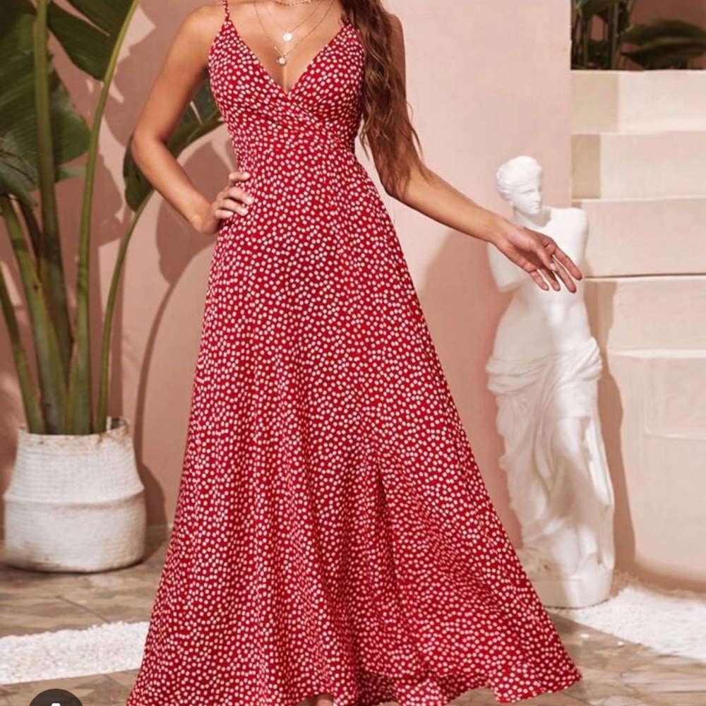 Red Polka Dot Maxi Dress